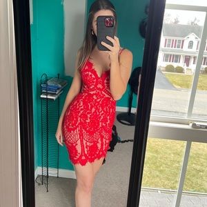 Worn once red lace Fashion Nova dress